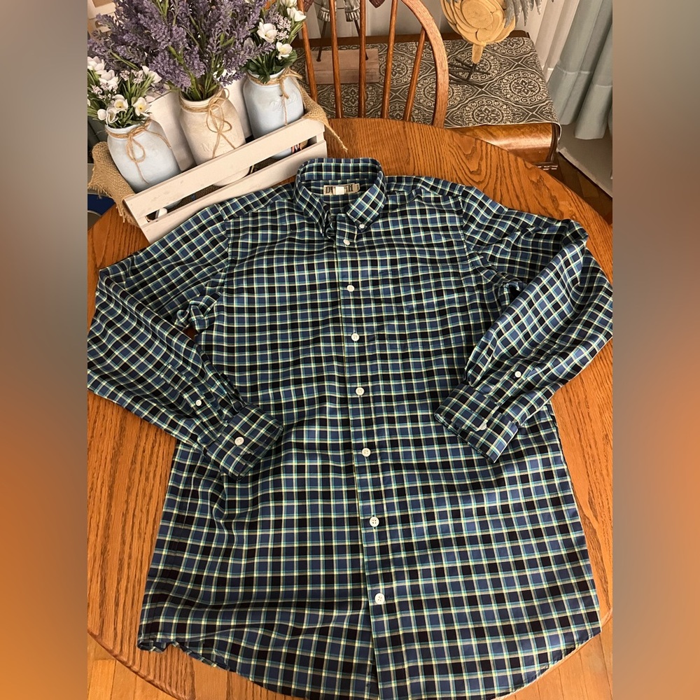 Duluth Trading Co men’s woven button up shirt plaid large tall